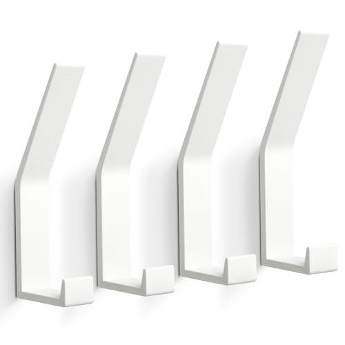 Coat Rack Hooks Wall Mounted, White 4Packs, Bath Towel Rope Hooks for Kitchen, Door, Cabinet, Bathroom, Foyers, Hallways and Bedrooms - color: White, size: 4Packs