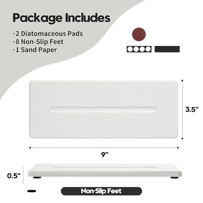 2 Pack Diatomite Stone Sink Tray, Water Absorbing Mat for Kitchen & Bathroom Counter, Quick Dry Soap Dish Makeup Vanity Caddy,Sponge Holder Organizer, White - 2pcs of 9"x 3.5" - color: 2 Pcs - White - 9"x 3.5"