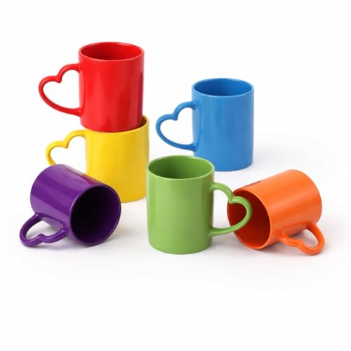 Pickmesh Colorful Ceramic Coffee Mug Set of 6, 10 oz Rainbow Enamel Mugs with Handles, Dishwasher and Microwave Safe Cups for Coffee Tea Cocoa, Stackable Drinkware for Home Kitchen Office Gift - color: Colorful, style: Classic
