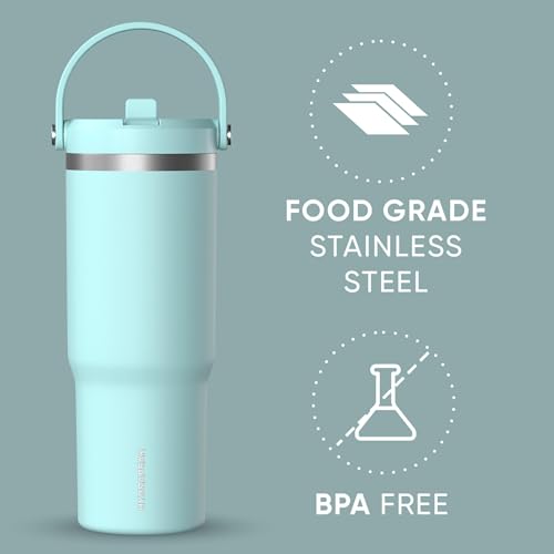 Hydrapeak Nomad 32oz Stainless Steel Insulated Travel Tumbler with Handle & Straw Lid, Leakproof, Cupholder Friendly, Back to School, College Dorm, Gym & Everyday Hydration, Cold 24 Hours (Alpine) - color: Alpine
