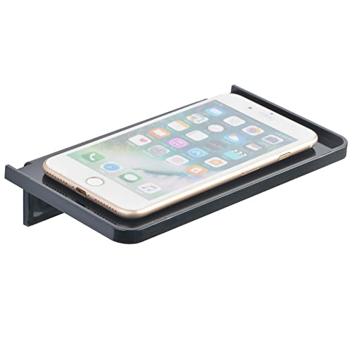 Stick-on Wall Shelf - Small Wall Mounted Adhesive Clear Acrylic Shelf Phone Holder Shelves Wipes Rack for Bathroom,Kitchen,Toilet,Office - Black - color: Black