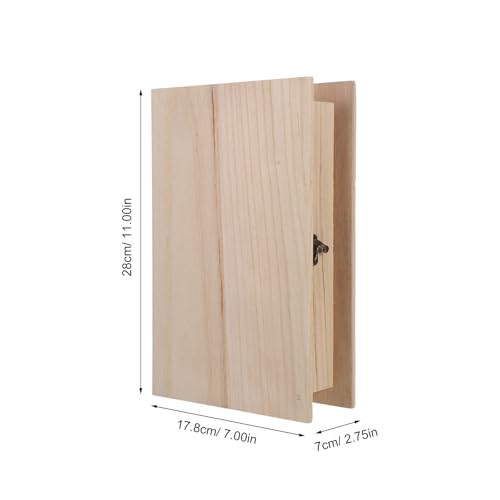 Alipis Wooden Box with Hinged Lid: Unfinished Wood Box Book Shaped Keepsake Organizer - Decorative Wooden Storage Case for Jewelry, Cards and Crafts (28x17.8x7cm)