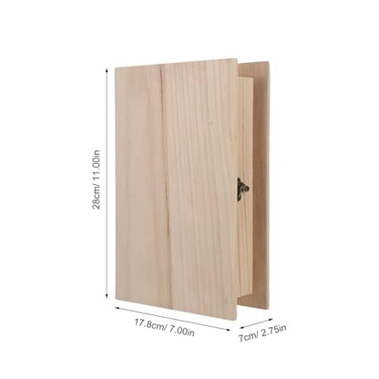 Alipis Wooden Box with Hinged Lid: Unfinished Wood Box Book Shaped Keepsake Organizer - Decorative Wooden Storage Case for Jewelry, Cards and Crafts (28x17.8x7cm)