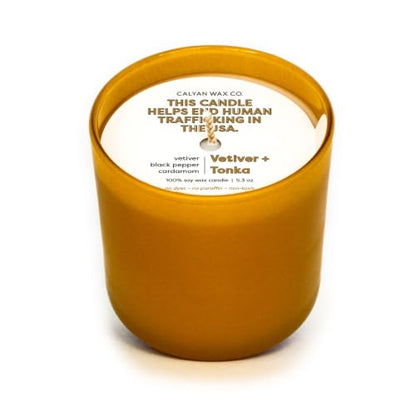 Dignity Series Vetiver & Tonka Scented Candle - 35 Hour Burn | Made in the USA Luxury Clean Soy Wax Candles - Long Lasting Matte Gold Glass Jar Candle for Home - 1 Wick - 5.3oz - color: Vetiver + Tonka
