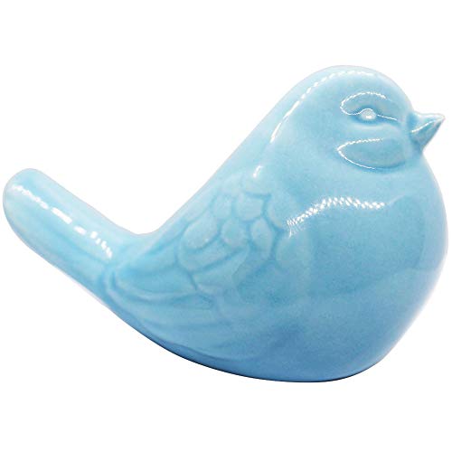 NEW Blue Bird Figurine, Ceramic Chubby Bird Figure Cottage Animal Bird Statue Decorations for Home Garden Decor Accents - color: Blue