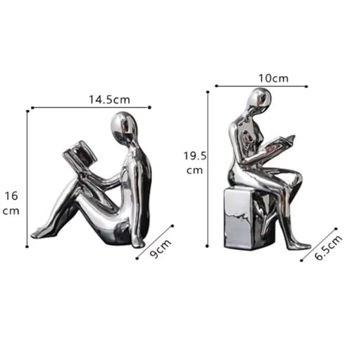 Bookends 1Set/2Pcs Ceramic BlockBook Shelf Stopper Holder Bookend Desktop Study Room Ornament Sculpture Bookend Support(Silver) - color: Silver