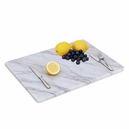 Carrara Marble Cutting Board for Kitchen, 20 x 16 Inch Large Marble Pastry Slab, White Stone Cutting Board for Dough Kneading, Baking, Rolling, Cheese - color: Carrara White, size: 20"L x 16"W