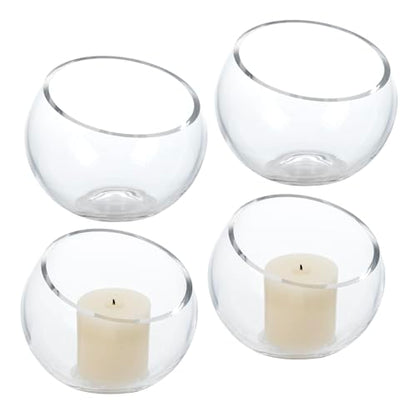 MyGift 5 Inch Clear Glass Round Bowl Air Plant Terrariums, Set of 4 | Versatile glass vessels showcase plants, candles, and decorative accents for weddings, events, shelves, and tabletop displays - size: Set of 4 (Round)