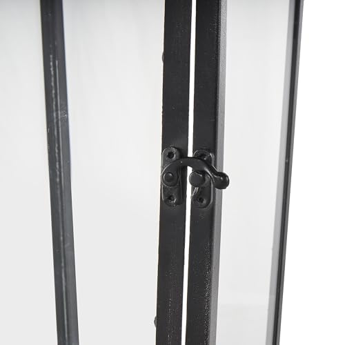 Deco 79 Metal Indoor Outdoor Candle Lantern Modern Lantern Candle Holder with Gold Accents, Lantern 7" x 8" x 16", Black - size: 7" x 8" x 16"