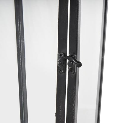 Deco 79 Metal Indoor Outdoor Candle Lantern Modern Lantern Candle Holder with Gold Accents, Lantern 7" x 8" x 16", Black - size: 7" x 8" x 16"