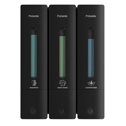 Shampoo and Conditioner Dispenser - Shower Soap Dispenser Wall Mounted No Drill - Shampoo Conditioner Body Wash Dispenser 3 Chamber - Easy Install for Bathroom Hotel Black 1200ml - color: Black 3 Chamber