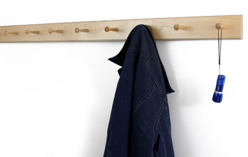 Solid Maple Shaker Peg Rack (Natural, 18" x 3.5" with 3 pegs) - size: 18" x 3.5" with 3 pegs