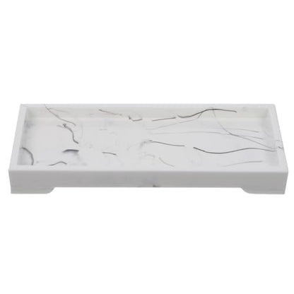 Bathroom Marble Tray Resin White Storage Organizer | Simple Design, Delicate Smooth Texture, Marbling Grain, Easy to Clean, for Home and Restaurant Use