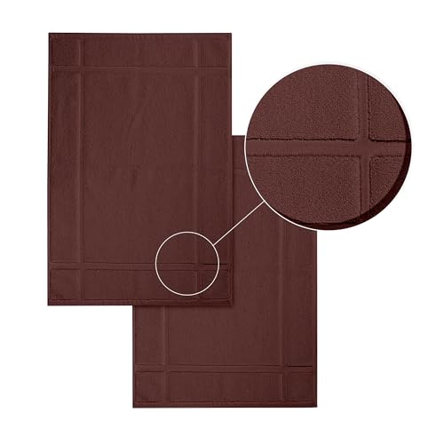 100% Cotton Bath Mat 24x17 Inches, 1350 GSM Thick Plush, Soft Absorbent, Oeko-Tex Certified, Durable Construction – Brown - color: Brown