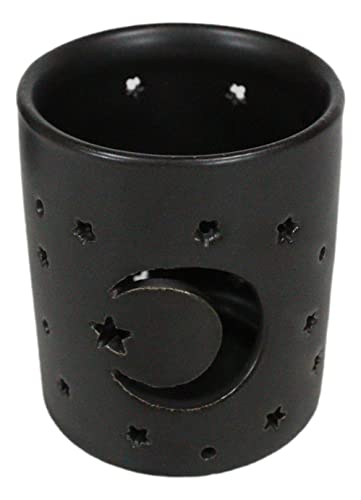 Ebros Gift Wicca Triple Goddess Witchcraft Mystical Moon and Stars Matte Black Ceramic Cutout Votive Tea Light Candle Holder Figurine Ossuary Macabre Psychic Halloween Decor Sculpture
