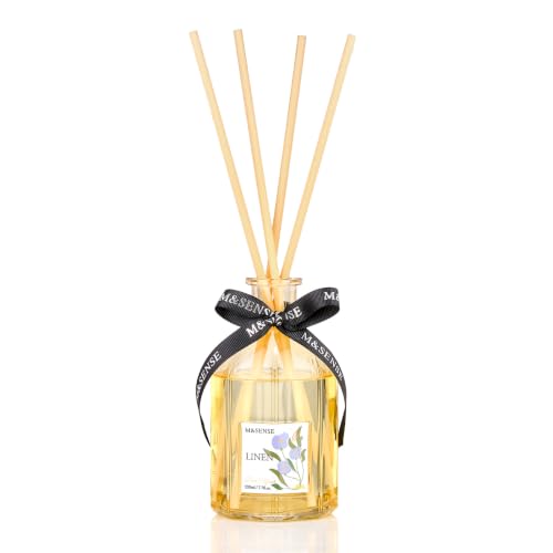 M&SENSE Reed Diffuser Set, Linen, 7.7 oz Natural Essential Oil | Non-Toxic Organic, Long-Lasting Fragrance, Ideal for Living Room, Bathroom, Gifts for Women - color: Linen, size: 220 ml