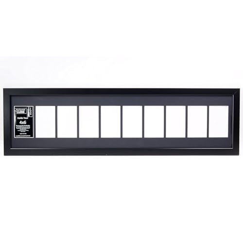 Creative Letter Art 4” x 6” Multiple Opening Picture Frame Collage with 10 holes, Manhattan Black Frame with 10 x 40-inch Black Mat, Full-Strength Glass, Photo Collage for Wall, 10 Openings - color: opening 10, size: Black w/10" Black Mat