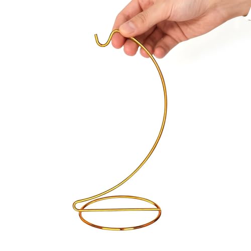 3 Pack 9 Inch Gold Iron Ornament Stand Hanging Display Holder Decor | Gold Iron Ornament Hanging Stand Holder Hook Set of 3 for Glass Globe Air Plant Terrarium Table Home Wedding Decor