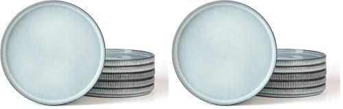 famiware Star Salad Plates for 6, 8 inches Plate Set, Stoneware Dinnerware, Small Dinner Plates for Dessert, Salad, Appetizer, Smoky Blue (Pack of 2) - color: Smoky Blue, size: 8"(6pcs)ST (Pack of 2)