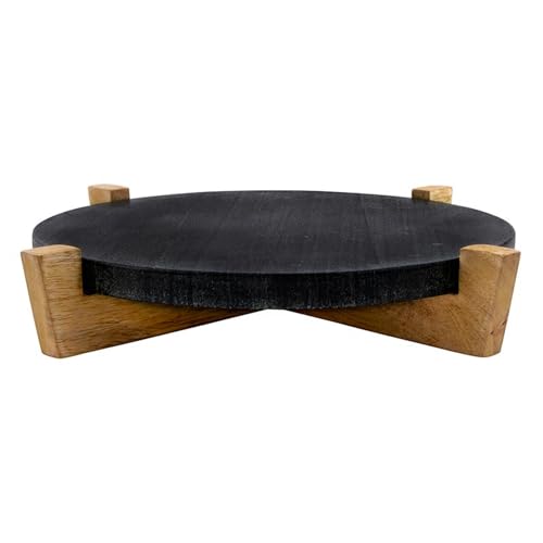 Santa Barbara Design Studio Charcuterie Boards for Cheese, Meat, and Fruit Marble Board on Mango Wood Stand, 12.25" L x 10" W x 2" H, Black - color: Black