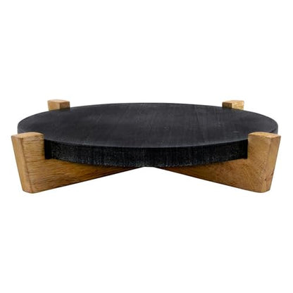 Santa Barbara Design Studio Charcuterie Boards for Cheese, Meat, and Fruit Marble Board on Mango Wood Stand, 12.25" L x 10" W x 2" H, Black - color: Black