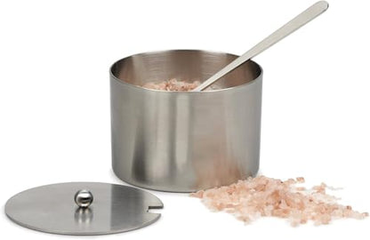 RSVP International Endurance Kitchen Collection Salt Cellar Set with Spoon, 4-Ounce, Brushed Stainless Steel - size: 0.1 Quarts