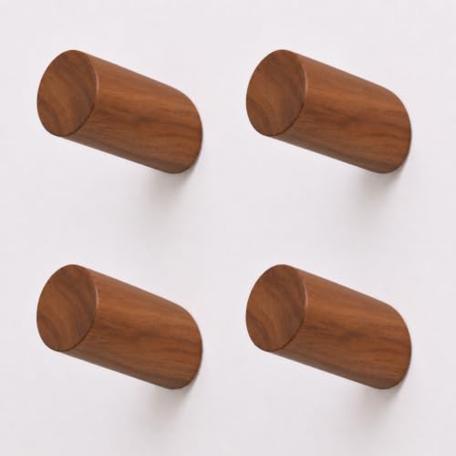 Wood Wall Hooks, 4 Pack Heavy Duty Coat Hooks – Farmhouse Rustic Entryway & Bathroom Hooks for Hats, Towels, Bags, Clothes, Fits Drywall, Angled Acacia Wood - color: Acacia Wood, size: Angled 4-Pcs