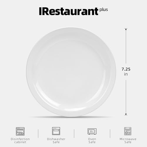 Stoneware Narrow Rim Commercial Grade Dinnerware, Bright White, Plate 7.25", Case of 36 - color: Bright White, size: Plate 7.25"