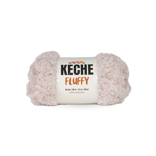 KECHE Fluffy Bulky Yarn – Super Soft Chunky Fuzzy Blanket Weight # 5 Yarn for Knitting Crocheting Crafting 3.5 oz (100 gr) 98 Yds (90 m) (Light Powder, 1 Skein) - color: Light Powder, size: 1 SKEIN