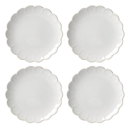 Lenox French Perle Scallop Accent Plates, Appetizer Plate Set for 4 | stoneware, dishwasher safe, microwave safe | also great as a dessert plate for salad or bread, salad plates - style: Accent Plates, Set of 4