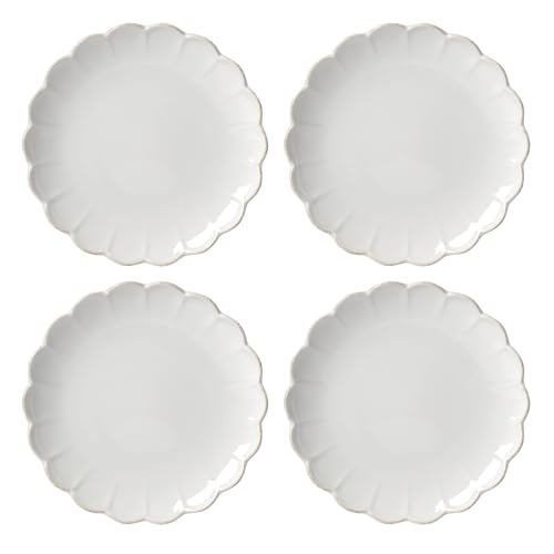 Lenox French Perle Scallop Accent Plates, Appetizer Plate Set for 4 | stoneware, dishwasher safe, microwave safe | also great as a dessert plate for salad or bread, salad plates - style: Accent Plates, Set of 4