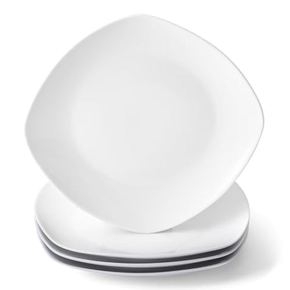 10" Square Dinner Plates Set of 4, White Ceramic Plates for Dinner, Salad, Appetizer & Dessert, Microwave, Dishwasher Safe Dinnerware for Kitchen, Perfect for Party Wedding Birthday & Christmas Dishes - color: Square10"