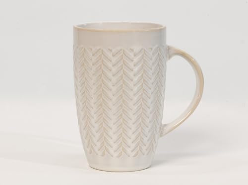 House Beautiful Versatile Classic Stoneware Mug Set – 22 oz, Set of 4 (Linen Hues) - color: Linen Hues