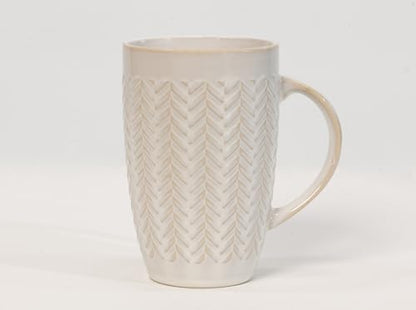 House Beautiful Versatile Classic Stoneware Mug Set – 22 oz, Set of 4 (Linen Hues) - color: Linen Hues