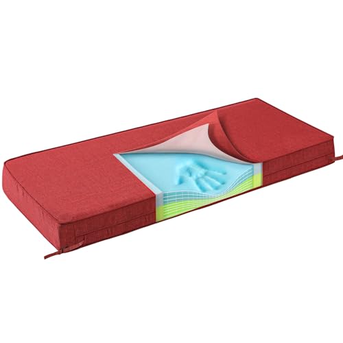 SUNROX Gel Memory Foam Bench Cushion with Ties, Ultra Durable Water Resistant FadeShield Outdoor/Indoor Universal Bench Seat Pads 48 x 16 x 4 inch, Burgundy - color: Burgundy, size: 48"x16"x4"