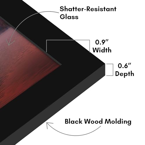 Americanflat 6x6 Picture Frame - Engineered Wood - Black | Shatter-resistant glass, wall or tabletop display with included easel, sawtooth hangers included - color: Black, size: 6x6