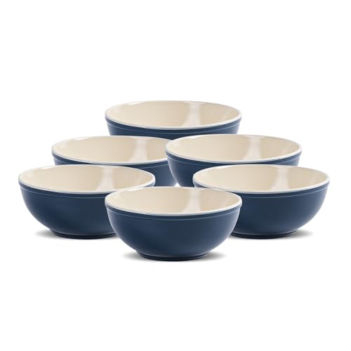 6" Ceramic Bowls Set of 6, 29oz Deep Bowls for Kitchen, Dishwasher & Microwave Safe for Salad, Pasta, Cereal, Oatmeal, Fruit, Dark Blue - color: Dark Blue, size: 6"(29oz)