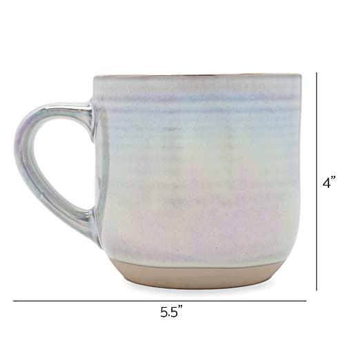 Elanze Designs Glossy Reactive Glaze Large 17 Fluid Ounce Everyday Kitchen Food Grade Ceramic Stoneware Coffee Mug Cup with Comfort Curved Handles, Set of 4, White - color: White