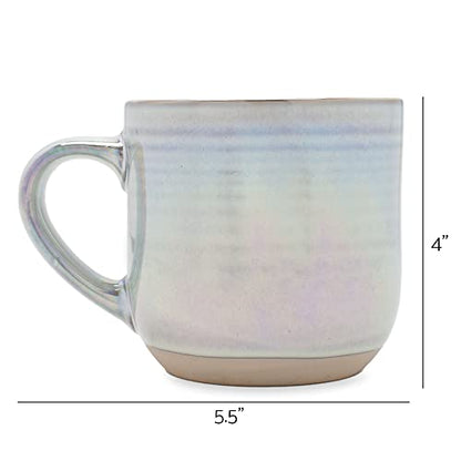 Elanze Designs Glossy Reactive Glaze Large 17 Fluid Ounce Everyday Kitchen Food Grade Ceramic Stoneware Coffee Mug Cup with Comfort Curved Handles, Set of 4, White - color: White