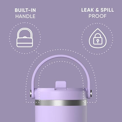 Hydrapeak Nomad 32oz Stainless Steel Insulated Travel Tumbler with Handle & Straw Lid, Leakproof, Cupholder Friendly, Back to School, College Dorm, Gym & Everyday Hydration, Cold 24 Hours (Lavender) | with Handle - color: Lavender