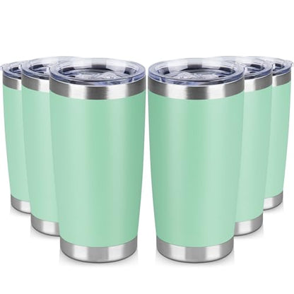 20 oz Tumbler Stainless Steel Tumblers Bulk with Lid Double Wall Insulated Coffee Tumbler Cups for Hot & Cold Drinks Powder Coated Travel Coffee Tumbler Mug Metal (Jade, 6 pack) - color: Jade, size: 20 ounces (6 pack)