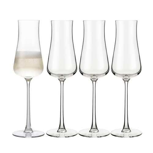 Libbey Signature Stratford Champagne Flute Glasses Set of 4, Artful, Lavish Stemmed Wine Glasses, 8 oz Sparkling Wine Glasses for Weddings, Birthdays - color: Stratford Flute 4