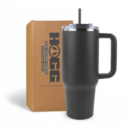 Hogg Big Swig 40oz Tumbler with Handle and Straw - Charcoal Gray, 40 oz Tumbler, Insulated Cup with Handle, 40oz Water Bottle with Straw, Thermal Cups, Leak Proof Lid, Travel Mugs, Stainless Steel - color: Charcoal Gray