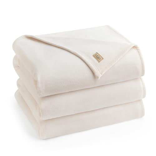 UGG Coco King Bed Blanket, Ultra Soft Fleece Blanket, 110" x 92", Off-White | Fits King and California King Beds, All Season Bedding, Bedroom Decor, Gifts for Women and Men, Bedding Essentials - color: Off-white, size: King