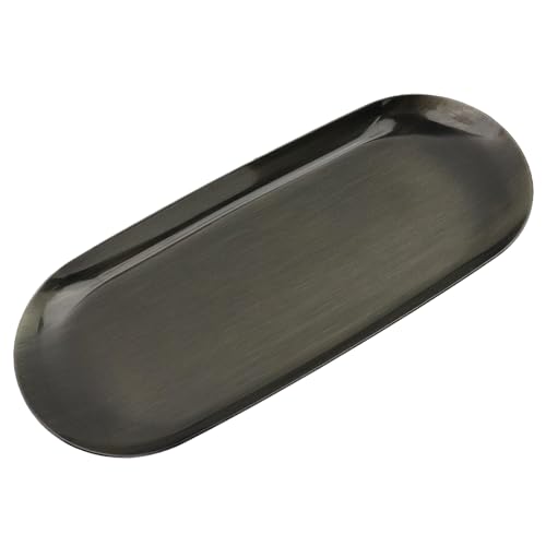 Dnyta Stainless Steel Decorative Tray Decor Jewelry Dish Home Decor Trays | Bathroom Decor Makeup Serving Trays for Dresser, 9 x 3.8in Cosmetics Home Decor for Keys Watch Wallet Trinket (Oval, Bronze) - style: Oval retro bronze style (1pcs)