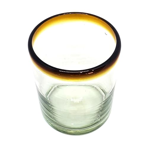 Amber Rim 10 oz Tumblers (set of 6), Recycled Glass, Lead-free, Toxin-Free (Tumbler) - style: 10 oz Tumbler