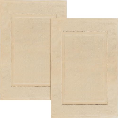 ELITE Emporium Home Collection 2-Piece Cotton Bathroom Mat Set, 21" x 34" - 100% Cotton, Absorbent, Quick-Dry, Bath Towel Mats for Floor, Beige [Not a Bathroom Rug] - color: Beige