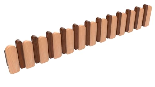 Wall Mounted Coat RackHooks Piano Key Hangers Natural Solid Wood Hanger Non-Woven Fabric Clothes Hangers for Closet, Kitchen, Bedroom, Bathroom, Entryway (Moon Walnut-Beech, 12 Hooks) - color: moon walnut-beech, size: 12 Hooks