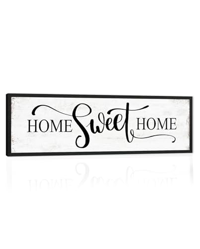 Home Sweet Home Wall Decor: Modern Farmhouse Rustic Sign 12" x 40", Master Bedroom Above Bed Framed Hanging Plaque, Family Decorative for Living Room - color: Home Sweet Home, size: 12"x40"