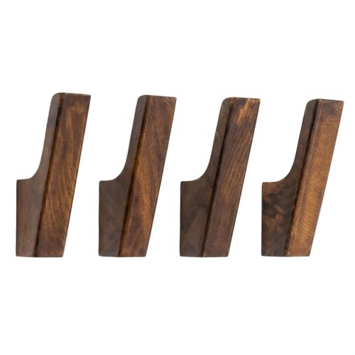 4pcs Wood Wall Hooks Rustic Wood Coat Hooks, Minimalist Hat Backpack Jacket Towel Hangers Decorative Mounted Pegs Durable Wall Hooks for Entryway Bathroom and Kitchen